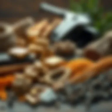 Diverse Raw Commodities A diverse collection of raw commodities including gold, oil, and agricultural products