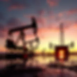 An overview of oil rigs at sunset reflecting investment opportunities