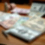 Diverse government bonds displayed on a table