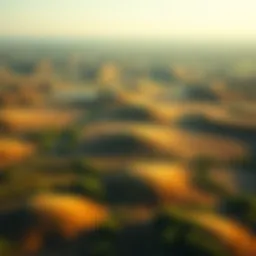 Aerial view of various land types