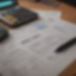 Detailed view of tax documents and calculators