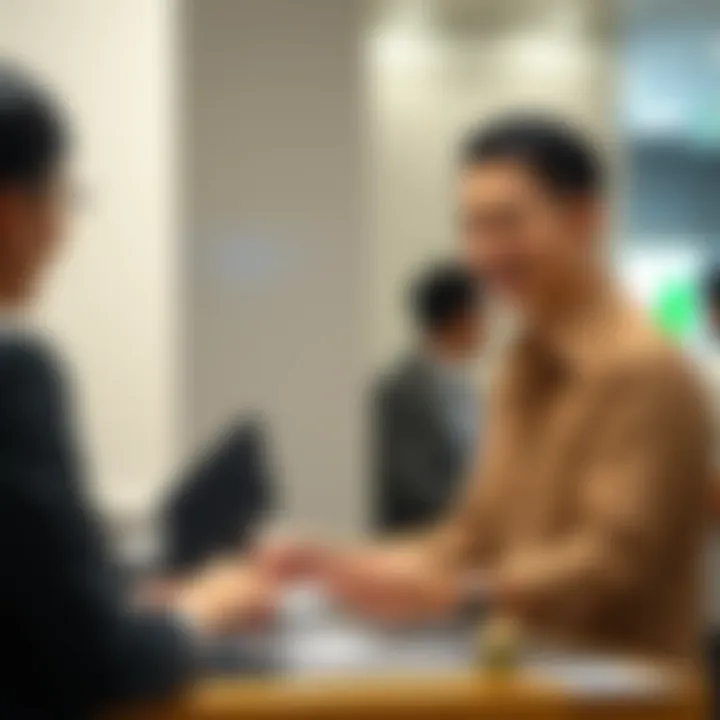 In-Person Assistance at a Bank for Currency Exchange Bank teller assisting a customer with currency exchange