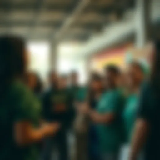 Empowering Communities Through Volunteerism A diverse group of volunteers collaborating in a charitable event.