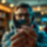 A credit card being held with a thoughtful expression