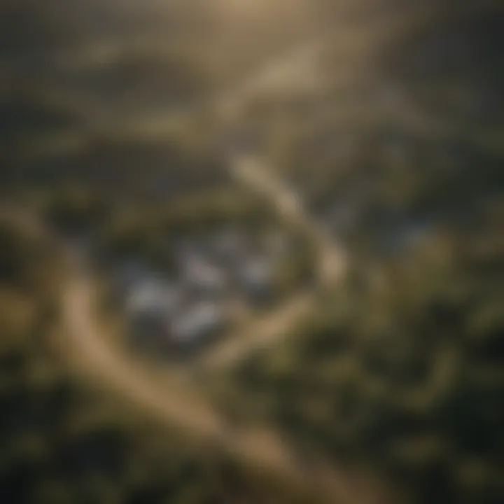 Aerial view of diverse landscapes showcasing different land types