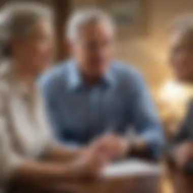 Elderly couple discussing retirement plans