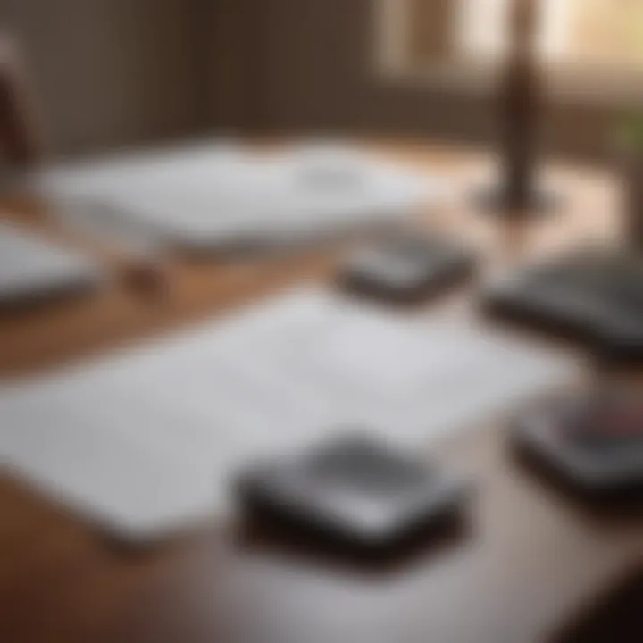 Calculator and financial papers spread on a table