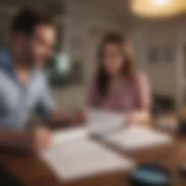 A couple reviewing documents for a home loan