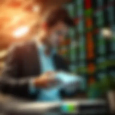 Investor Analyzing Stock Prices Investor analyzing stock prices on a digital device