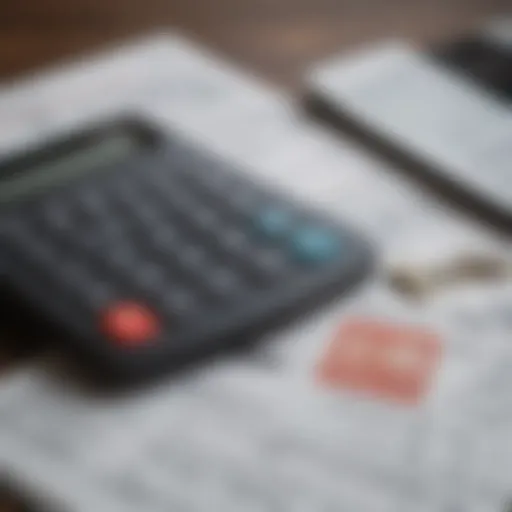 Calculator and financial documents representing DTI calculation