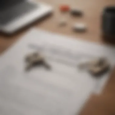 Mortgage agreement document and keys on a desk