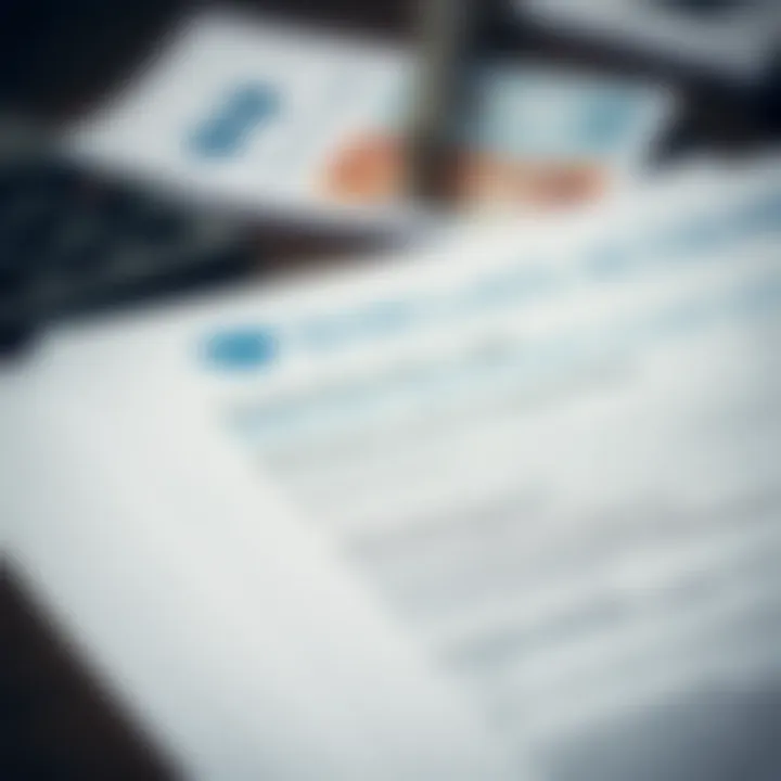 Close-up of banking documents required for account setup