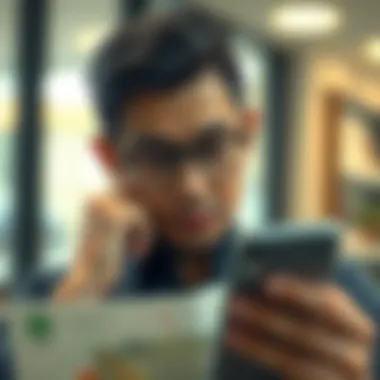 Evaluating Your Banking Choices A thoughtful individual reviewing various bank options