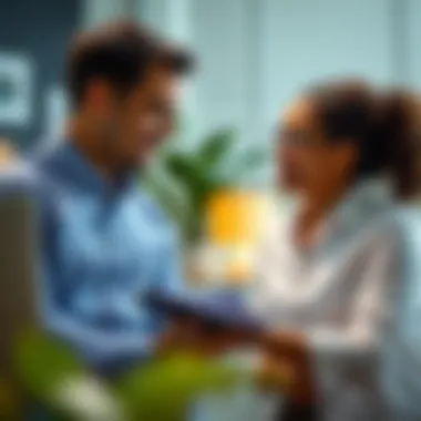 Client-Advisor Interaction A satisfied client discussing tax return outcomes with an advisor