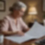 Elderly woman browsing through financial documents