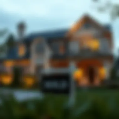 Symbol of All-Cash Purchase A luxurious house with a sold sign in front, symbolizing all-cash purchases