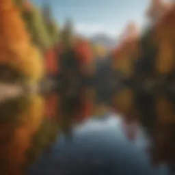 Scenic view of a tranquil lake surrounded by autumn foliage