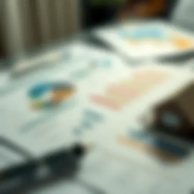 A strategic financial plan laid out on a table with graphs and charts.