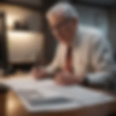 Analyzing Retirement Portfolios Conceptual illustration of a financial planner analyzing retirement portfolios