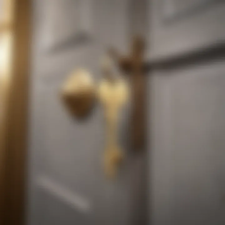 Golden key unlocking the door to a house without down payment