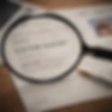 Illustration of a magnifying glass focusing on a mortgage document