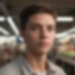 Teenager working in a summer retail job