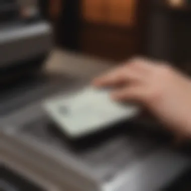 Scanning a Check for Deposit Visual representation of a check being scanned for deposit