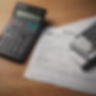 A close-up of tax forms and a calculator on a desk