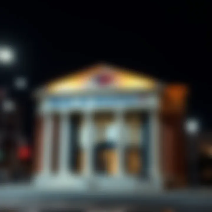 Illustration of a bank building symbolizing financial transactions