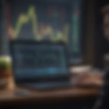 An individual analyzing stock performance on a laptop.