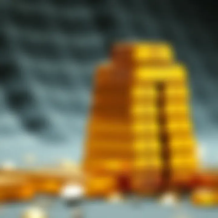 Symbol of Wealth Gold bars stacked neatly, symbolizing wealth and investment.