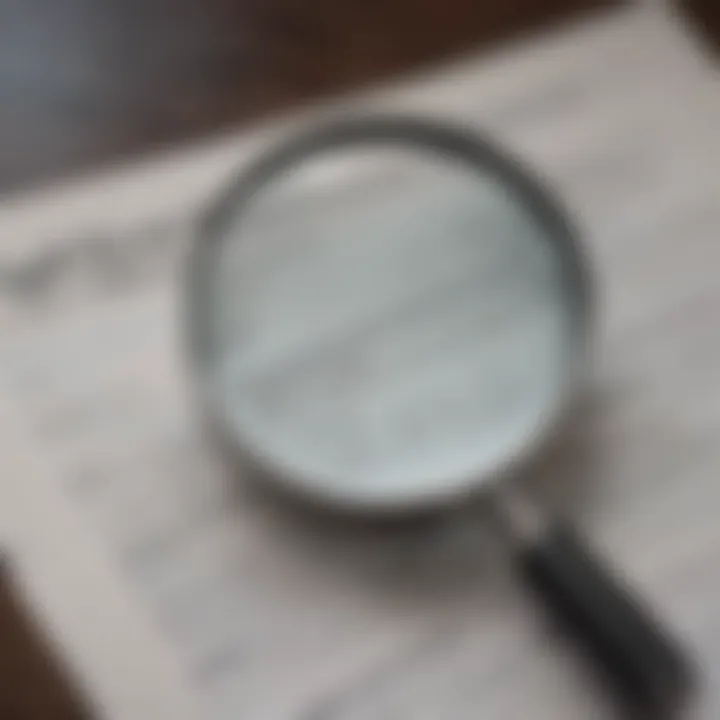 Magnifying glass analyzing mortgage documents