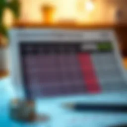 Detailed budgeting spreadsheet showcasing income and expenses