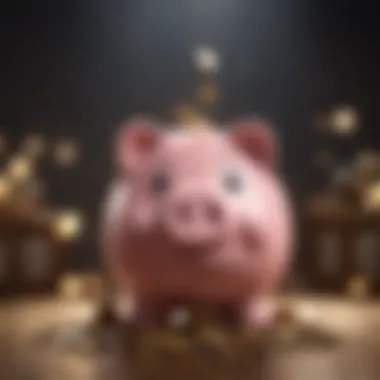 Digital piggy bank with coins overflowing