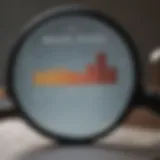 Reflection of financial growth chart in magnifying glass