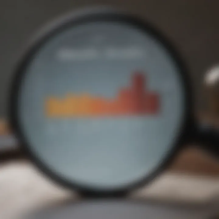 Reflection of financial growth chart in magnifying glass