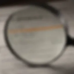 Illuminated magnifying glass on credit report