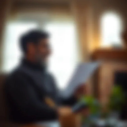 Homeowner Reviewing Documents for Refinancing Homeowner reviewing refinancing documents