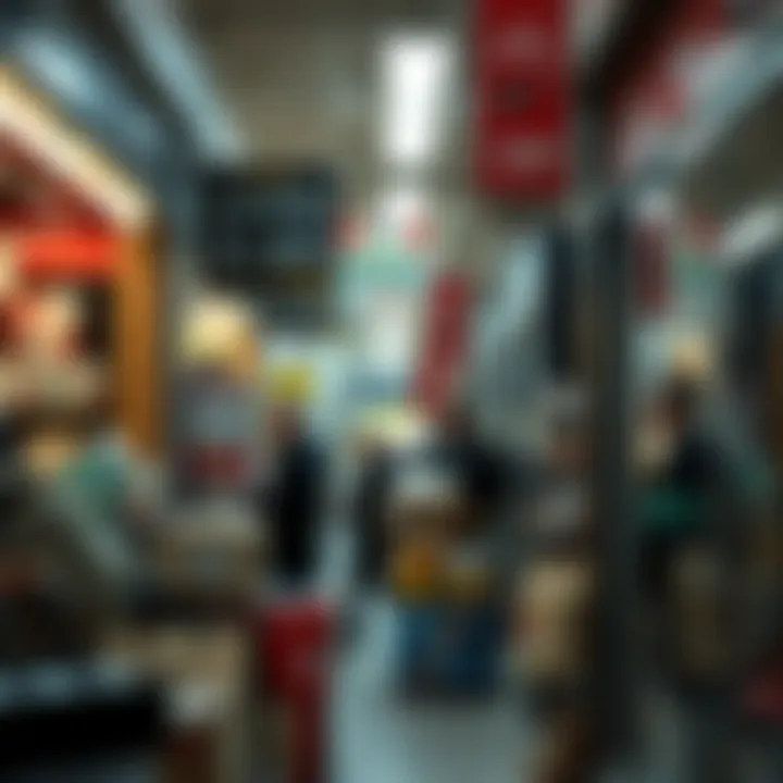 Local businesses showcasing products with price tags