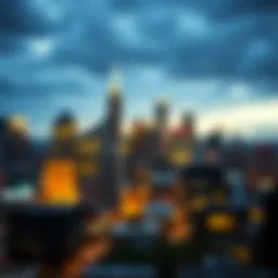 Philadelphia skyline with financial district focus