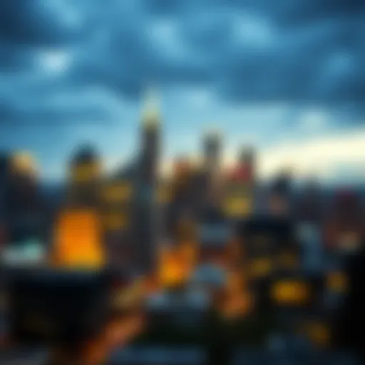 Philadelphia skyline with financial district focus