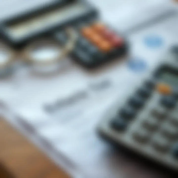 Close-up of sales tax documents and calculator