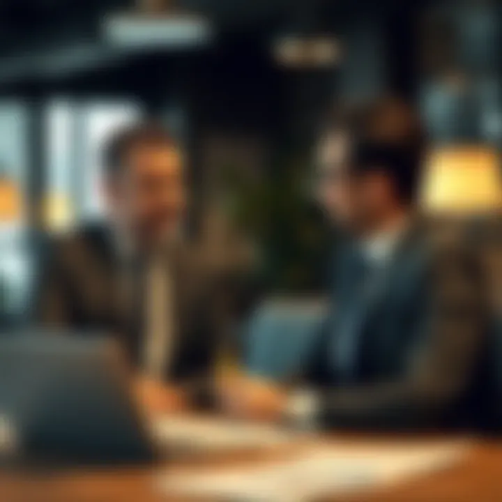 Discussing Financing Options A businessman discussing financing options with a financial advisor