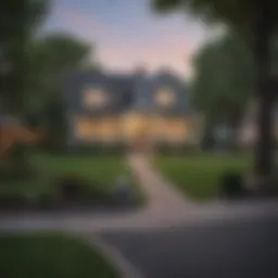A serene suburban neighborhood showcasing various homes for sale.