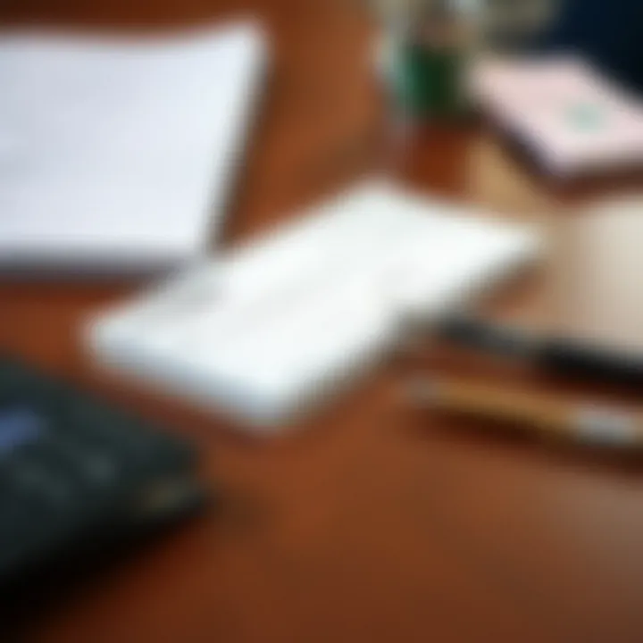 Checkbook Essentials A neatly organized table with a checkbook and pen