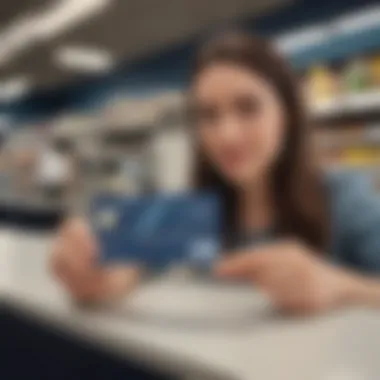 Person using a Navy Federal debit card for online shopping