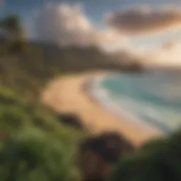 A breathtaking view of Hawaii's coastline showcasing vibrant beaches and lush greenery.
