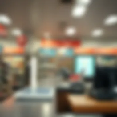 Retail Location for Money Order Cashing A counter at a retail store where money orders can be cashed.