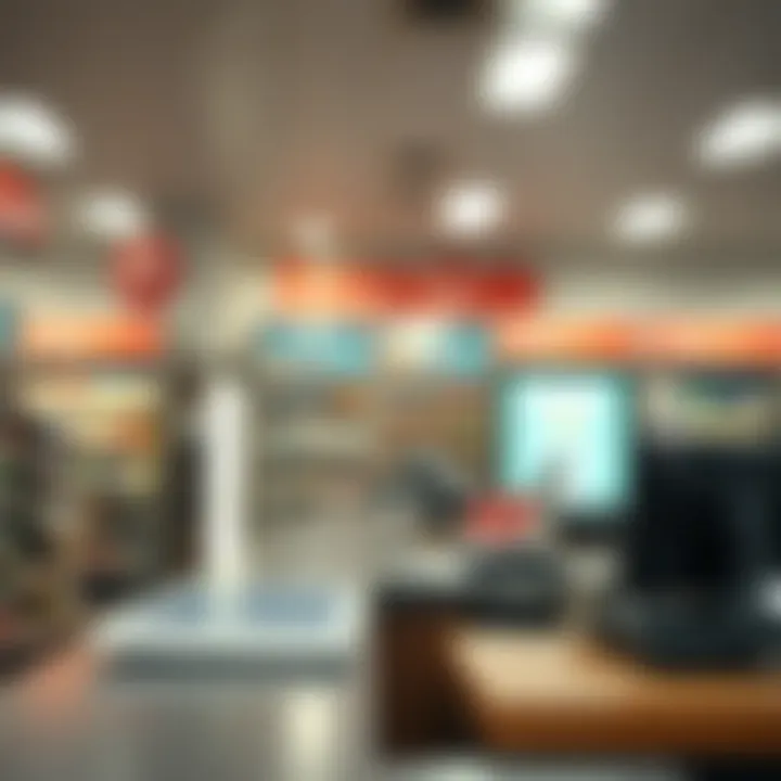 Retail Location for Money Order Cashing A counter at a retail store where money orders can be cashed.