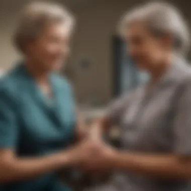 Elderly woman receiving attentive care from a nurse